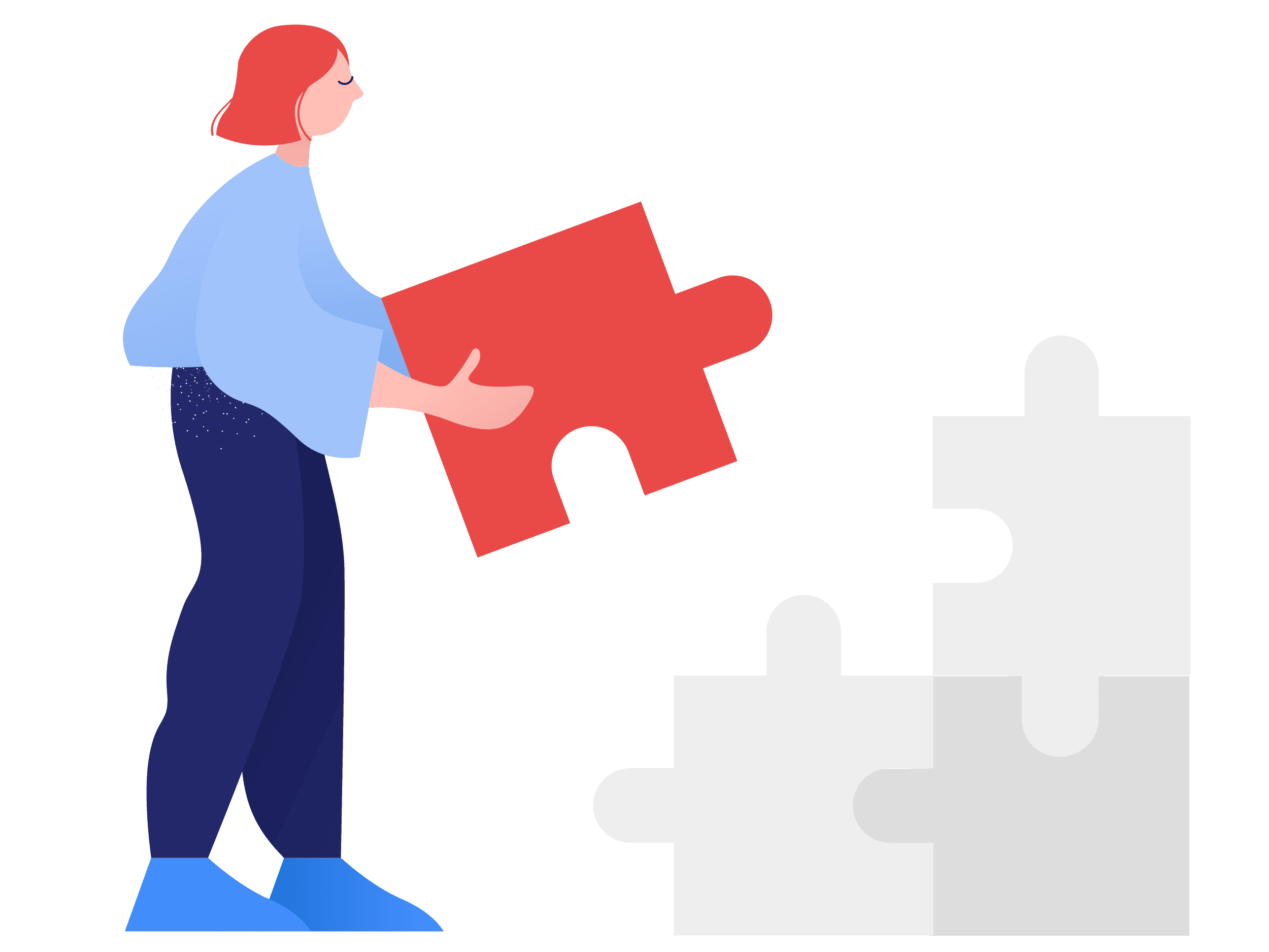 Woman completing puzzle