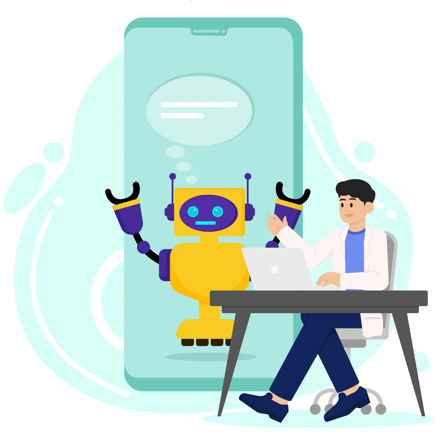 A Man Presenting Artificial Intelligence Regarding Mobile Phones